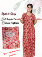 MANGAI New Regular Fit Cotton PrintedNighties - All Over Printed Stylish Nightwear for Stylish Women | Side Cut Pocket | Beautiful Nighties for Stylish Women's (NL)