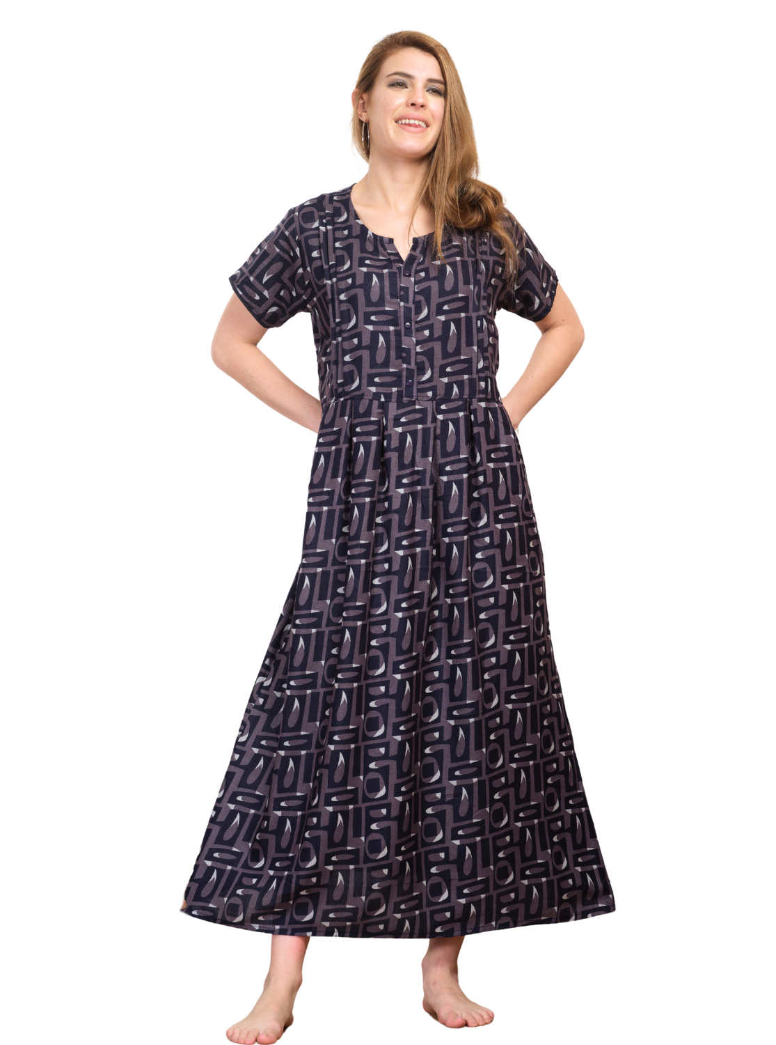 New Arrival MANGAI Premium ALPINE MAXI Model Nighty - Stylish Fancy Maxi Model Nightwear for Stylish Women | Updated Collection's| Beautiful Flared & Pleated Model | Frock Model Nighties for Trendy Women's (HMS)