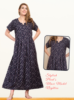 New Arrival MANGAI Premium ALPINE MAXI Model Nighty - Stylish Fancy Maxi Model Nightwear for Stylish Women | Updated Collection's| Beautiful Flared & Pleated Model | Frock Model Nighties for Trendy Women's (HMS)