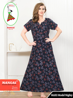 New Arrival MANGAI Premium ALPINE MAXI Model Nighty - Stylish Fancy Maxi Model Nightwear for Stylish Women | Updated Collection's| Beautiful Flared & Pleated Model | Frock Model Nighties for Trendy Women's (HMS)