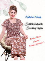 ONLY MINE Premium Smokey Nighty | Stretchable Elastic Type | Beautiful Pleated Model | Side Pocket | Stylish Nighty for Stylish Women's (OM-RAH)