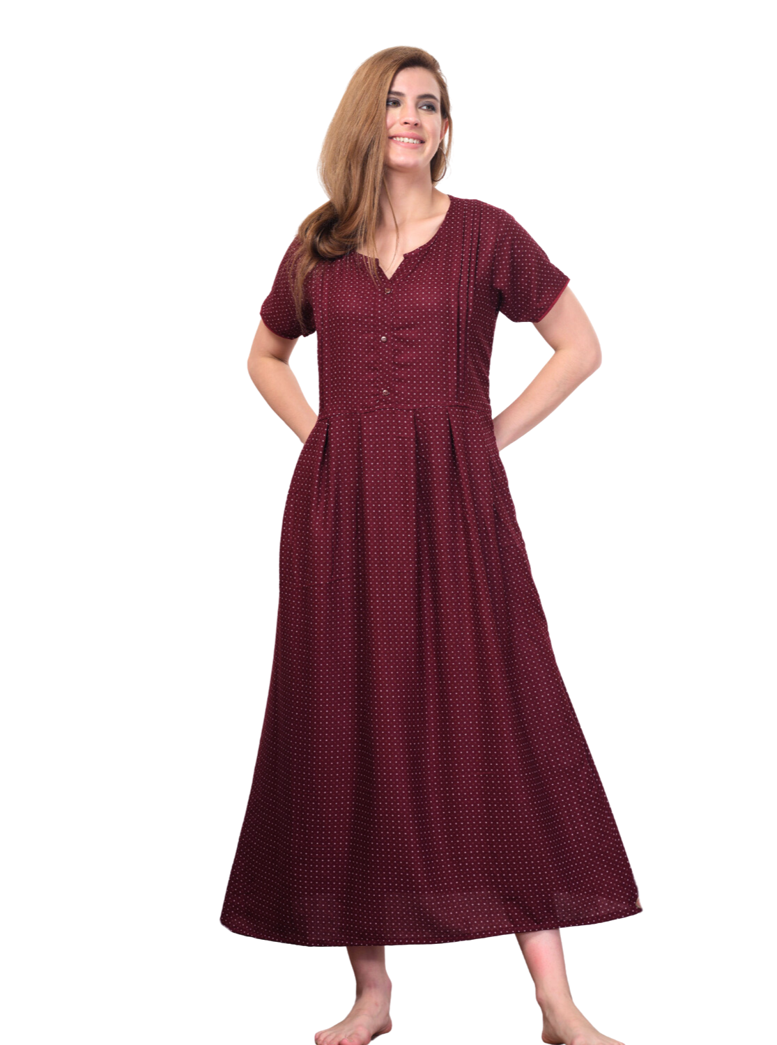 New Arrival MANGAI Premium ALPINE MAXI Model Nighty - Stylish Fancy Maxi Model Nightwear for Stylish Women | Updated Collection's| Beautiful Flared & Pleated Model | Frock Model Nighties for Trendy Women's (HMS)