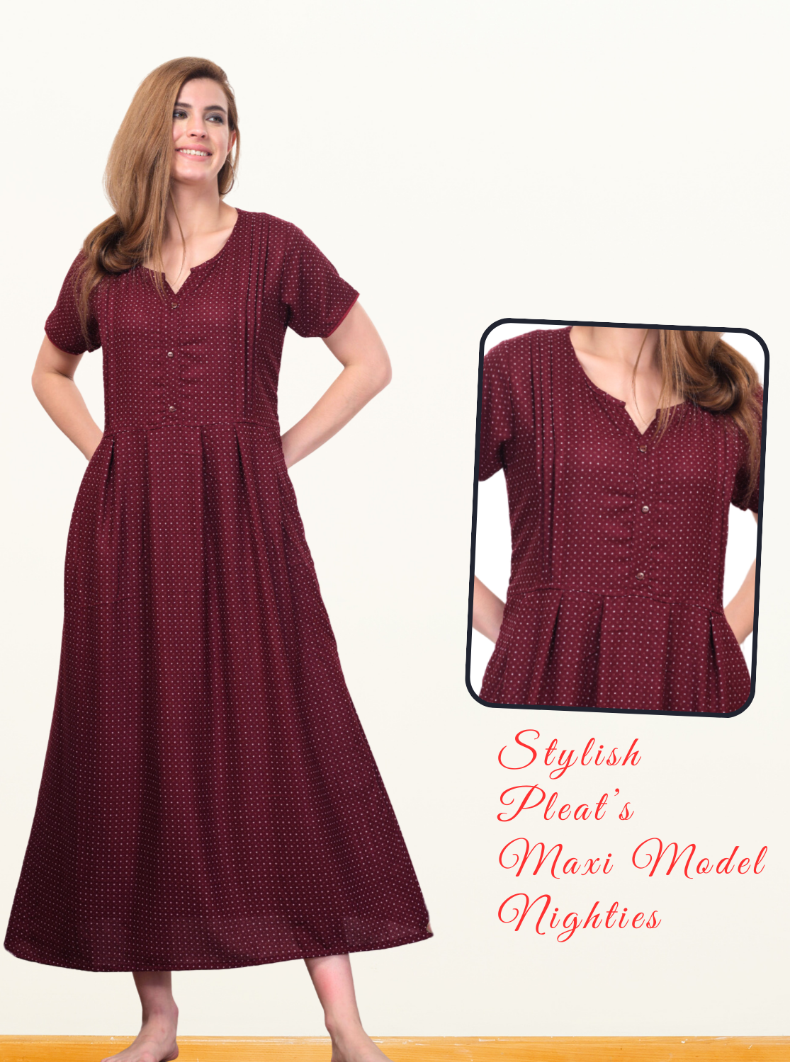 New Arrival MANGAI Premium ALPINE MAXI Model Nighty - Stylish Fancy Maxi Model Nightwear for Stylish Women | Updated Collection's| Beautiful Flared & Pleated Model | Frock Model Nighties for Trendy Women's (HMS)