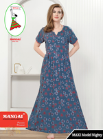 New Arrival MANGAI Premium ALPINE MAXI Model Nighty - Stylish Fancy Maxi Model Nightwear for Stylish Women | Updated Collection's| Beautiful Flared & Pleated Model | Frock Model Nighties for Trendy Women's (HMS)