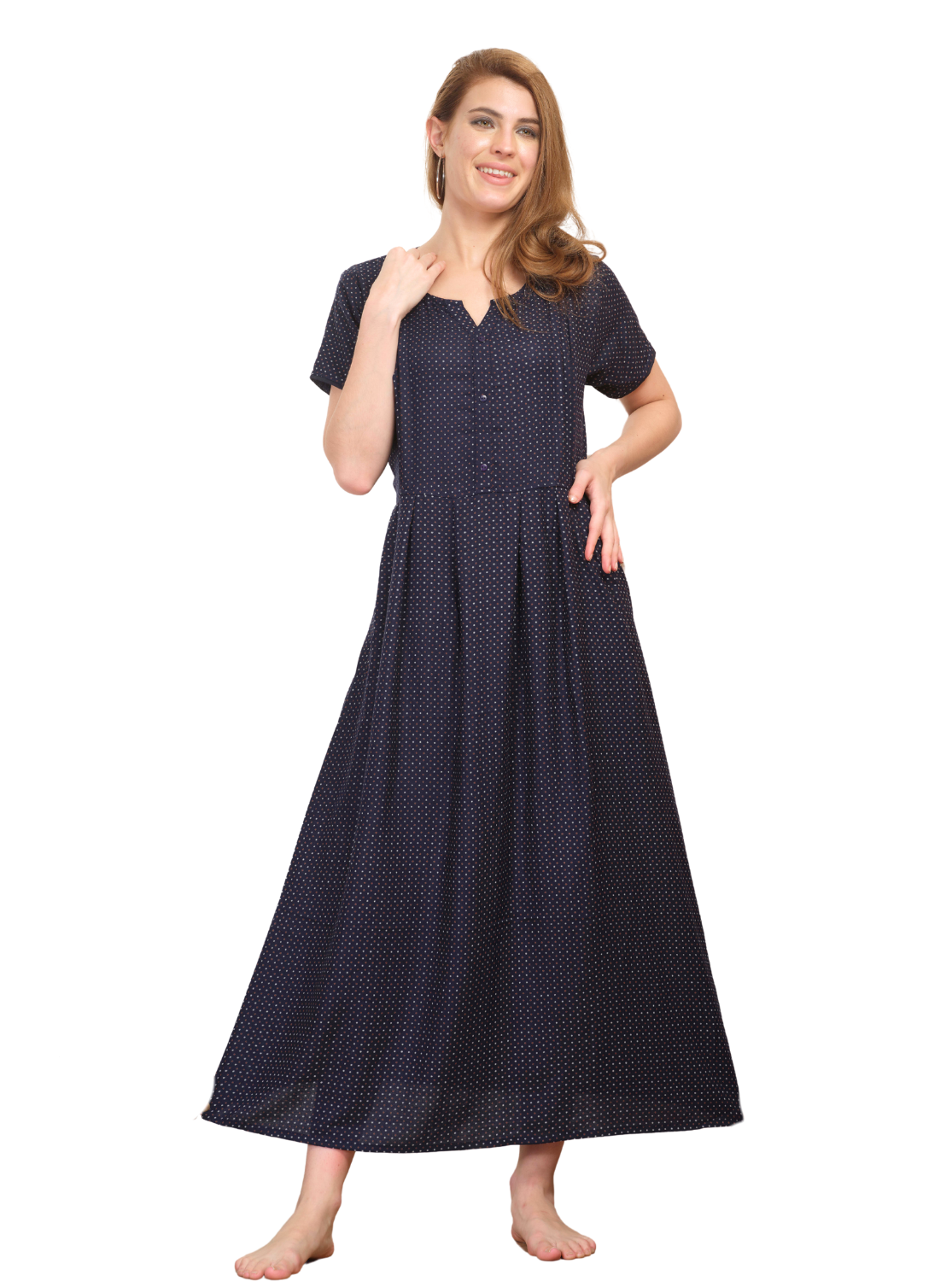 New Arrival MANGAI Premium ALPINE MAXI Model Nighty - Stylish Fancy Maxi Model Nightwear for Stylish Women | Updated Collection's| Beautiful Flared & Pleated Model | Frock Model Nighties for Trendy Women's (HMS)