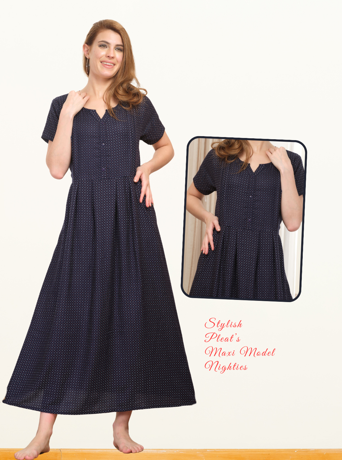 New Arrival MANGAI Premium ALPINE MAXI Model Nighty - Stylish Fancy Maxi Model Nightwear for Stylish Women | Updated Collection's| Beautiful Flared & Pleated Model | Frock Model Nighties for Trendy Women's (HMS)