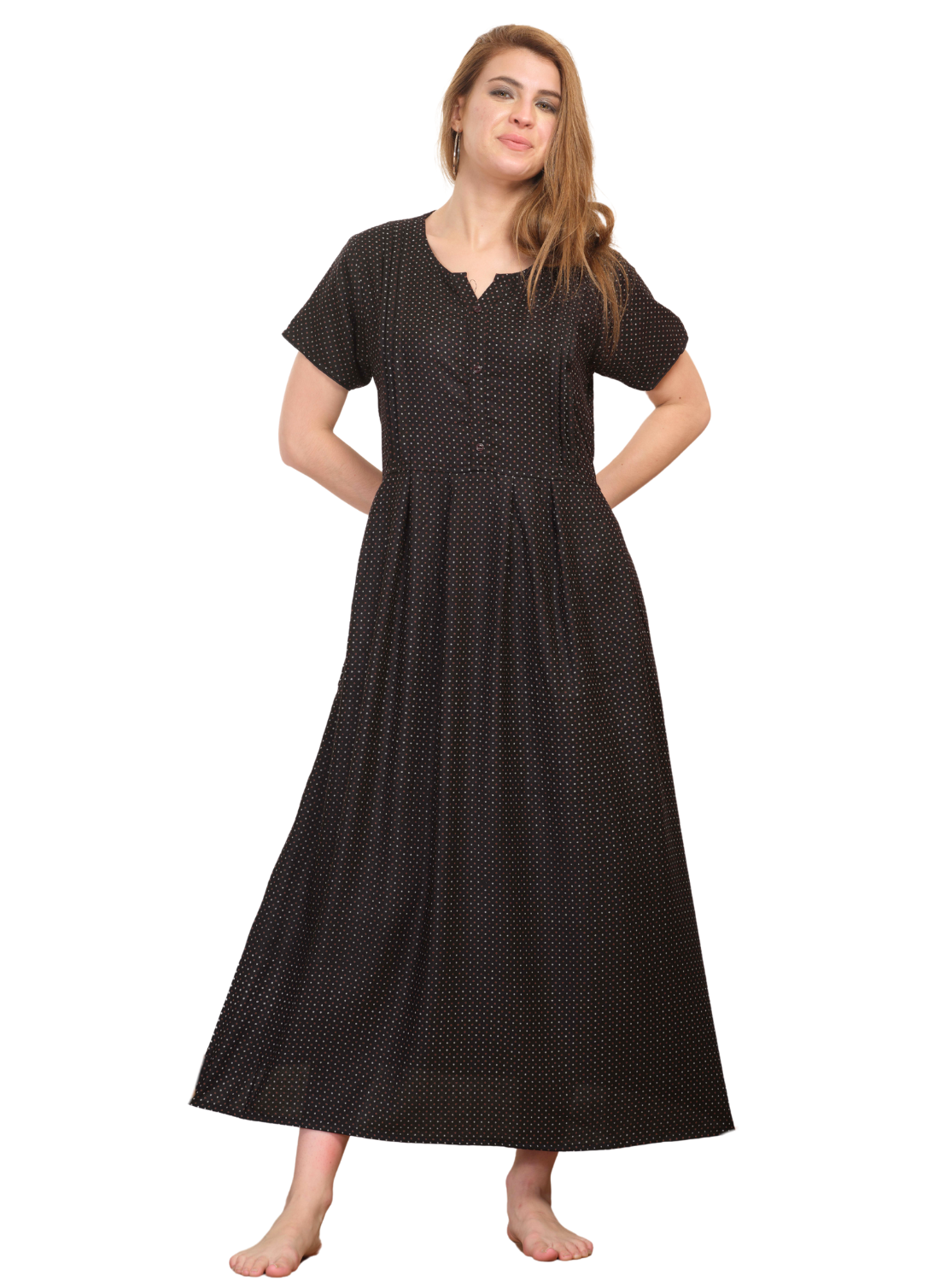 New Arrival MANGAI Premium ALPINE MAXI Model Nighty - Stylish Fancy Maxi Model Nightwear for Stylish Women | Updated Collection's| Beautiful Flared & Pleated Model | Frock Model Nighties for Trendy Women's (HMS)