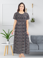 New MANGAI Premium COTTON Printed Smokey Nighty | Beautiful Pleated Design | Side Pocket | Stylish Nighty for Trendy Women's | Your Perfect Nightwear Collection's (MPL)