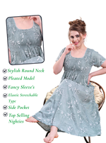 ONLY MINE Premium Smokey Nighty | Stretchable Elastic Type | Beautiful Pleated Model | Side Pocket | Stylish Nighty for Stylish Women's (OM-RAH)