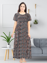 New MANGAI Premium COTTON Printed Smokey Nighty | Beautiful Pleated Design | Side Pocket | Stylish Nighty for Trendy Women's | Your Perfect Nightwear Collection's (MPL)