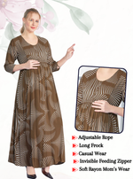 New ArrivalsONLY MINE Premium 4-IN-ONE Mom's Wear - Soft & Smooth Rayon | Maternity | Feeding | Long Frock | Casual Wear for Pregnancy Women's (4-IN-ONE-LFRK)