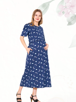 MANGAI HOSIERY Cotton Zipless Feeding Wear | Fancy Sleeve with Round Neck | Flap Open Zipless Feeding wear for Pregnancy Women (MMG)