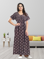 New MANGAI Premium COTTON Printed Smokey Nighty | Beautiful Pleated Design | Side Pocket | Stylish Nighty for Trendy Women's | Your Perfect Nightwear Collection's (MPL)