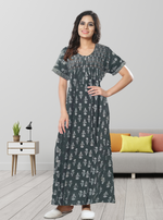 New MANGAI Premium COTTON Printed Smokey Nighty | Beautiful Pleated Design | Side Pocket | Stylish Nighty for Trendy Women's | Your Perfect Nightwear Collection's (MPL)