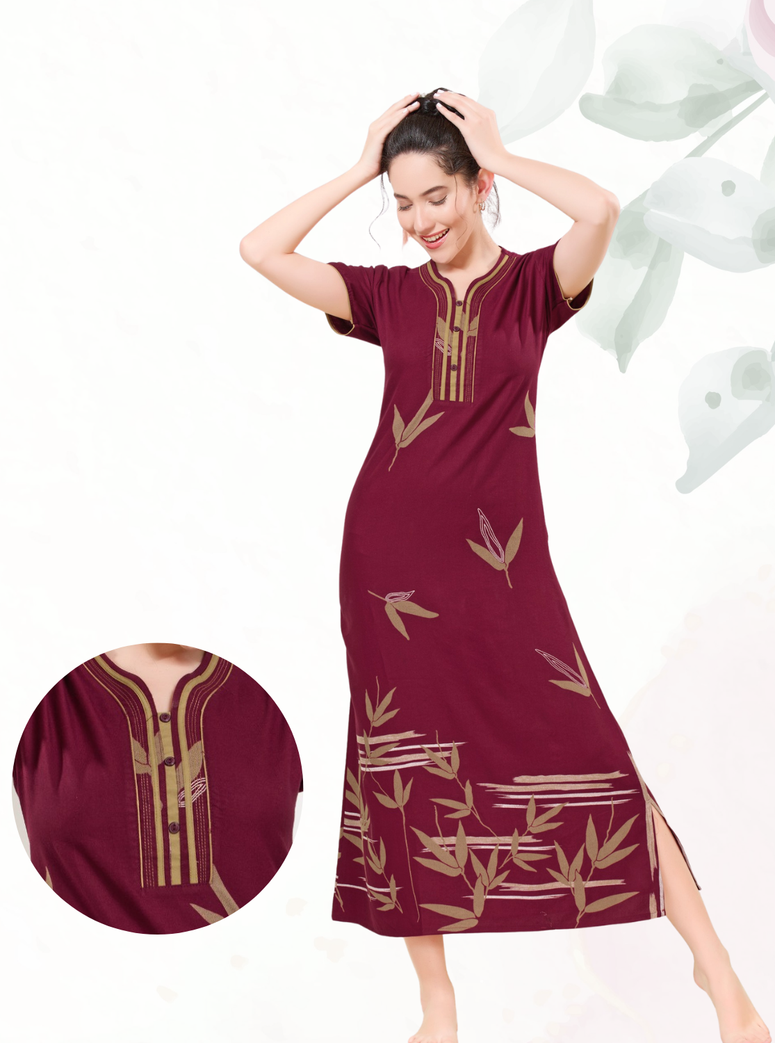 MANGAI Colourful Digital Panel Printed Alpine Fancy Nighty |All Over Print | Half Sleeve | Zipless Model | Side Pocket | Premium Night Wear (AFK)