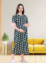 MANGAI HOSIERY Cotton Zipless Feeding Wear | Fancy Sleeve with Round Neck | Flap Open Zipless Feeding wear for Pregnancy Women (MMG)
