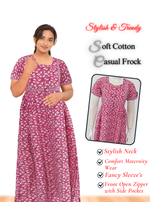 MANGAI Premium Casual Wear Cotton FROCK Model Nighties | Stylish Pleated Frock Style | Multipurpose Nighties | Casual & Pregnancy Wear | Pleated Model | Stylish Nighties for Stylish Women (MW)