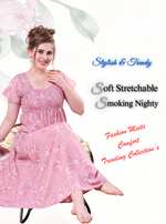 ONLY MINE Premium Smokey Nighty | Stretchable Elastic Type | Beautiful Pleated Model | Side Pocket | Stylish Nighty for Stylish Women's (OM-RAH)