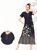 MANGAI Colourful Digital Panel Printed Alpine Fancy Nighty |All Over Print | Half Sleeve | Zipless Model | Side Pocket | Premium Night Wear (AFK)