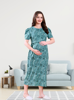 MANGAI HOSIERY Cotton Zipless Feeding Wear | Fancy Sleeve with Round Neck | Flap Open Zipless Feeding wear for Pregnancy Women (MMG)