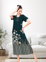 MANGAI Colourful Digital Panel Printed Alpine Fancy Nighty |All Over Print | Half Sleeve | Zipless Model | Side Pocket | Premium Night Wear (AFK)