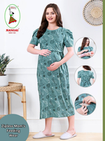 MANGAI HOSIERY Cotton Zipless Feeding Wear | Fancy Sleeve with Round Neck | Flap Open Zipless Feeding wear for Pregnancy Women (MMG)