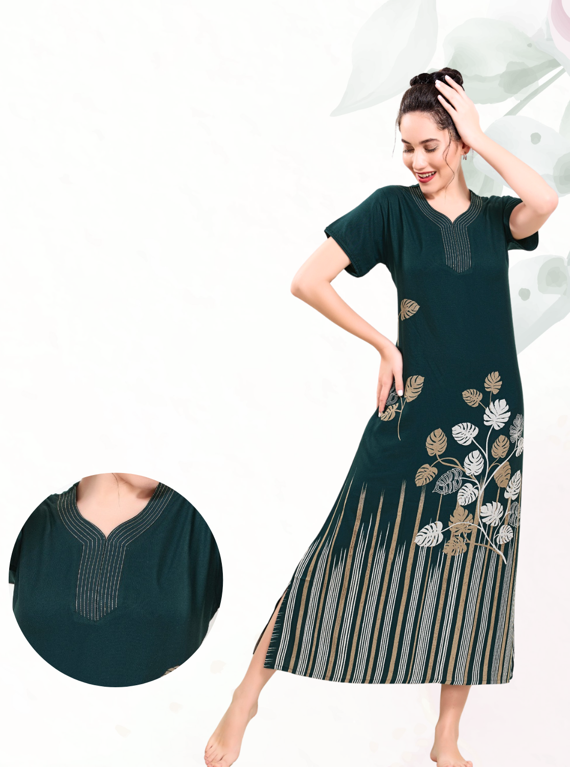 MANGAI Colourful Digital Panel Printed Alpine Fancy Nighty |All Over Print | Half Sleeve | Zipless Model | Side Pocket | Premium Night Wear (AFK)