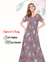 New Arrival MANGAI Premium ALPINE MAXI Model Nighty - Stylish Fancy Maxi Model Nightwear for Stylish Women | Updated Collection's| Beautiful Flared & Pleated Model | Frock Model Nighties for Trendy Women's (HMS)