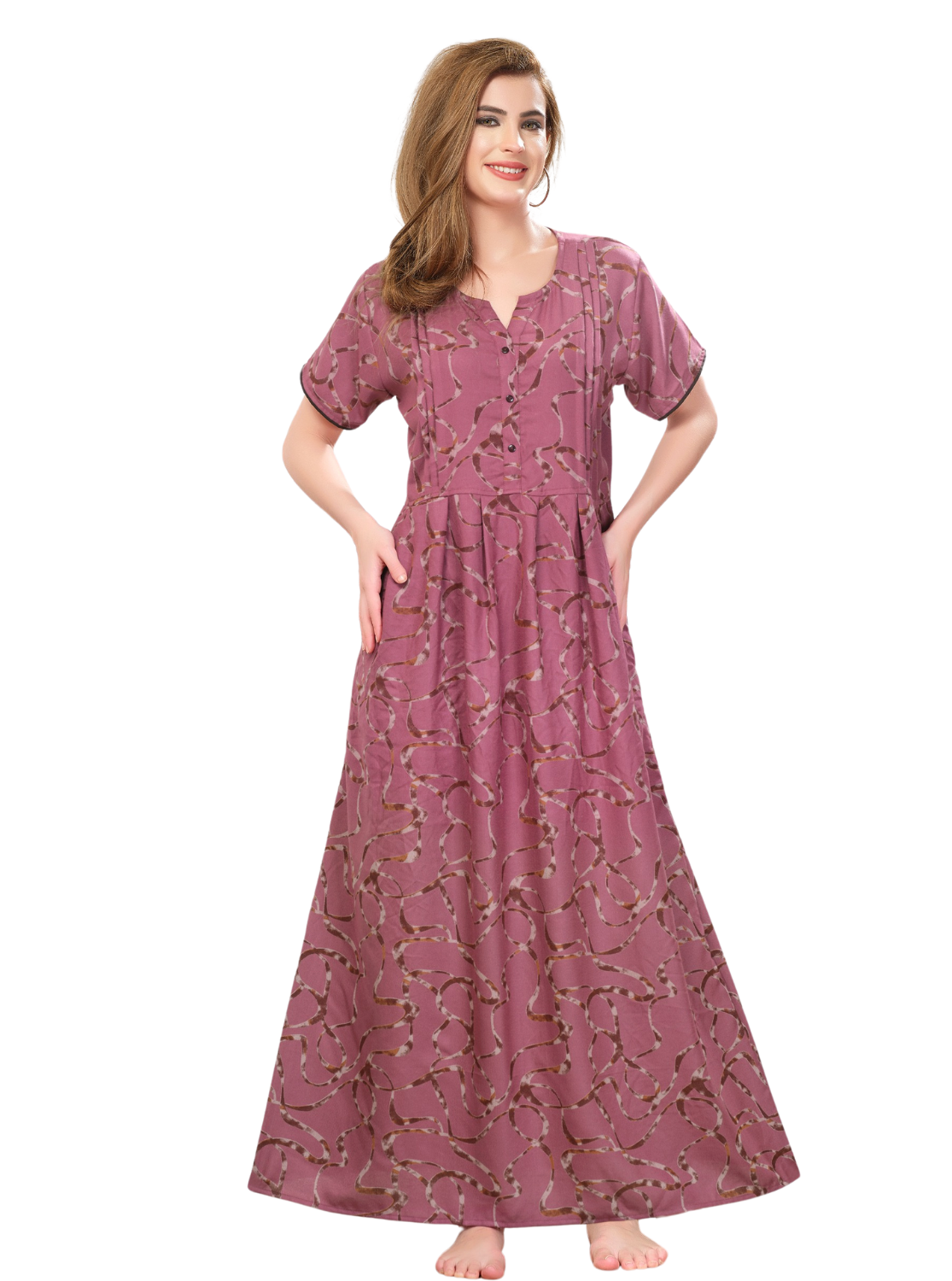 New Arrival MANGAI Premium ALPINE MAXI Model Nighty - Stylish Fancy Maxi Model Nightwear for Stylish Women | Updated Collection's| Beautiful Flared & Pleated Model | Frock Model Nighties for Trendy Women's (HMS)