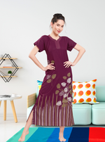 MANGAI Colourful Digital Panel Printed Alpine Fancy Nighty |All Over Print | Half Sleeve | Zipless Model | Side Pocket | Premium Night Wear (AFK)