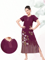 MANGAI Colourful Digital Panel Printed Alpine Fancy Nighty |All Over Print | Half Sleeve | Zipless Model | Side Pocket | Premium Night Wear (AFK)