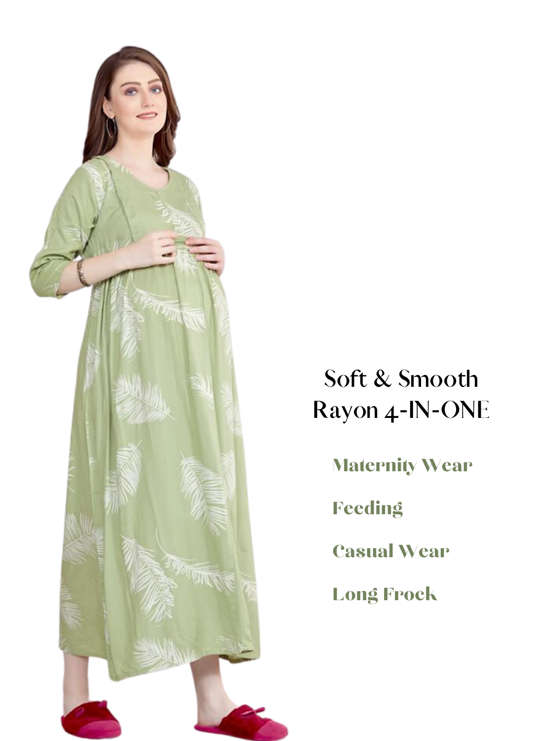NewArrivalsONLY MINE 4-IN-ONE Mom's Wear - Soft & Smooth Rayon | Maternity | Feeding | Maxi | Long Frock | Casual Wear