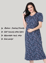 New HOSIERY Cotton Zipless Feeding Wear | Fancy Sleeve with Round Neck | Flap Open Zipless Feeding wear for Pregnancy Women (MHG)