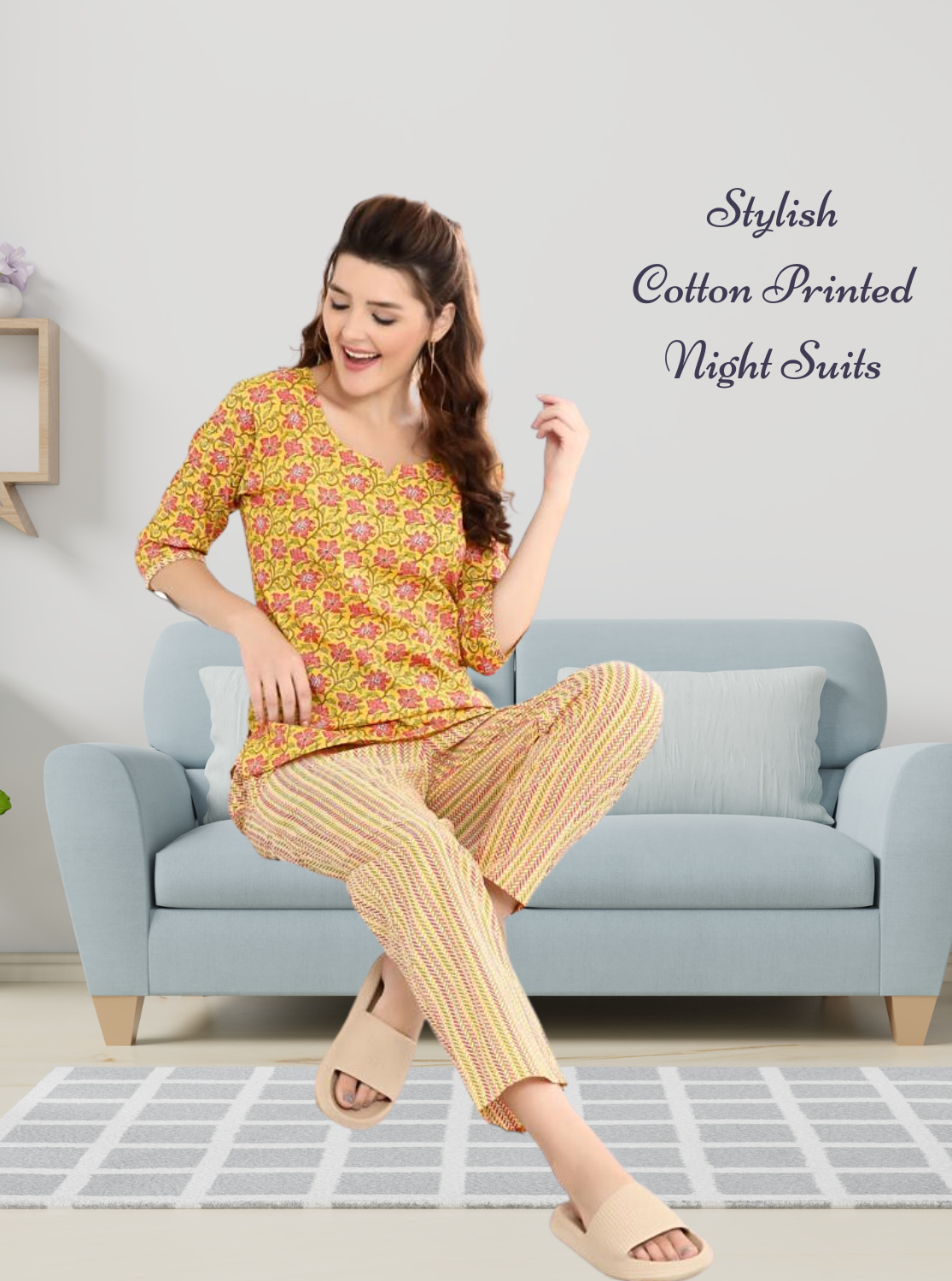 StylishArrivals Only Mine Cambric Night Suits- Stylish Printed Top & Bottom Set for Trendy Women's