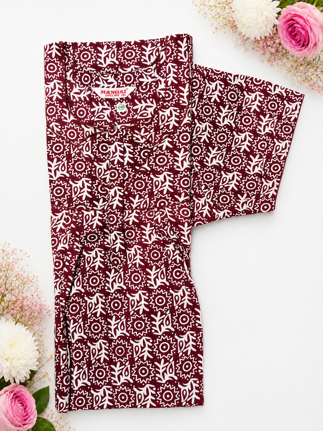 MANGAI Premium Cotton Printed Pleated Model 3XL Size Trendy Collection's Stylish Nighties(3PZ)