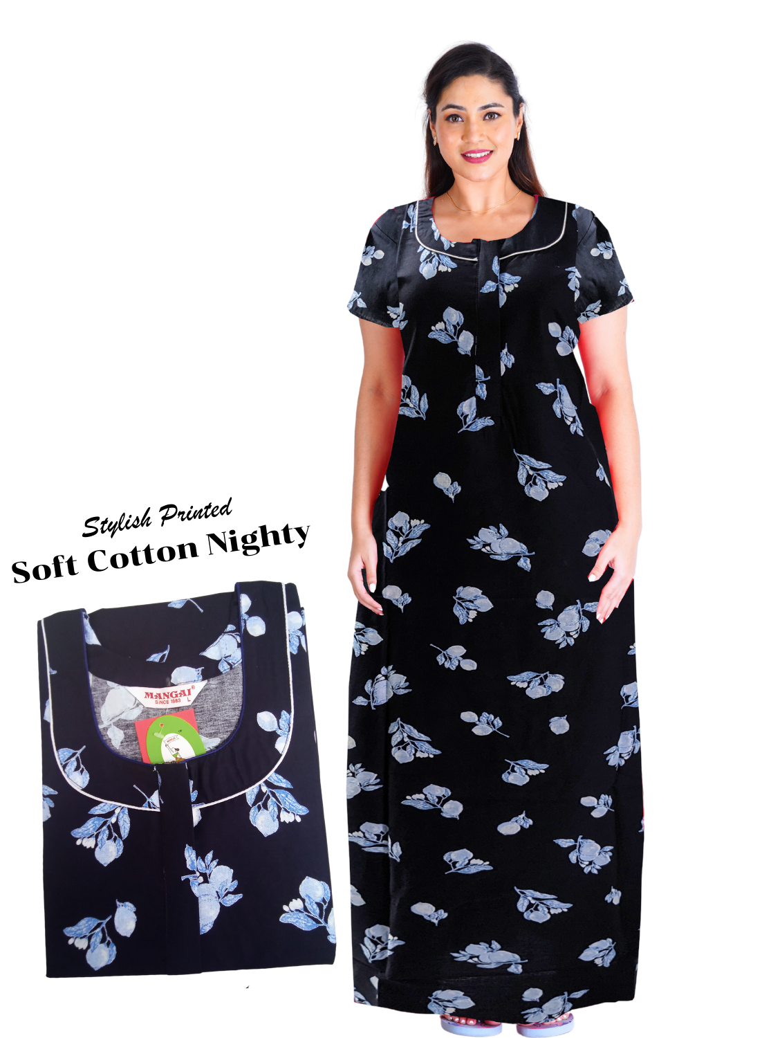 MANGAI New Collection Premium Cotton Printed Nighties- All Over Printed Stylish Nightwear for Stylish Women | Updated Design's