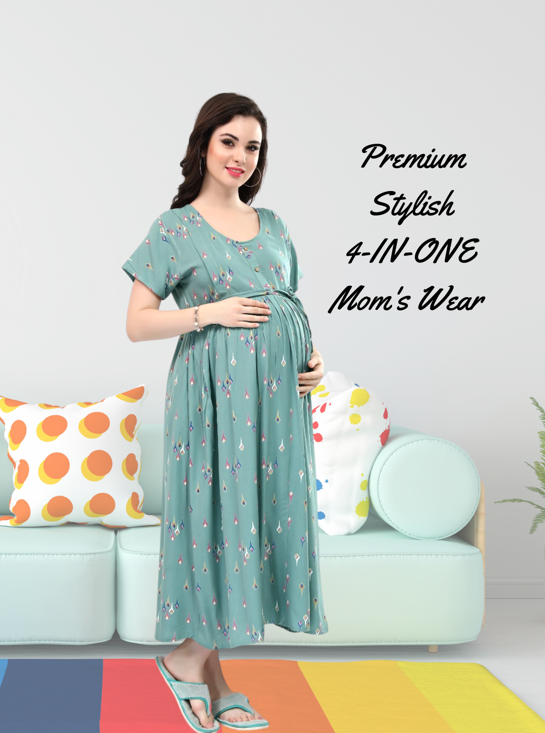 Stylish Arrivals New ONLY MINE Premium MAXI Mom's Wear | Invisible Feeding Zipper | Adjustable Rope | Casual Wear | Pregnancy Wear