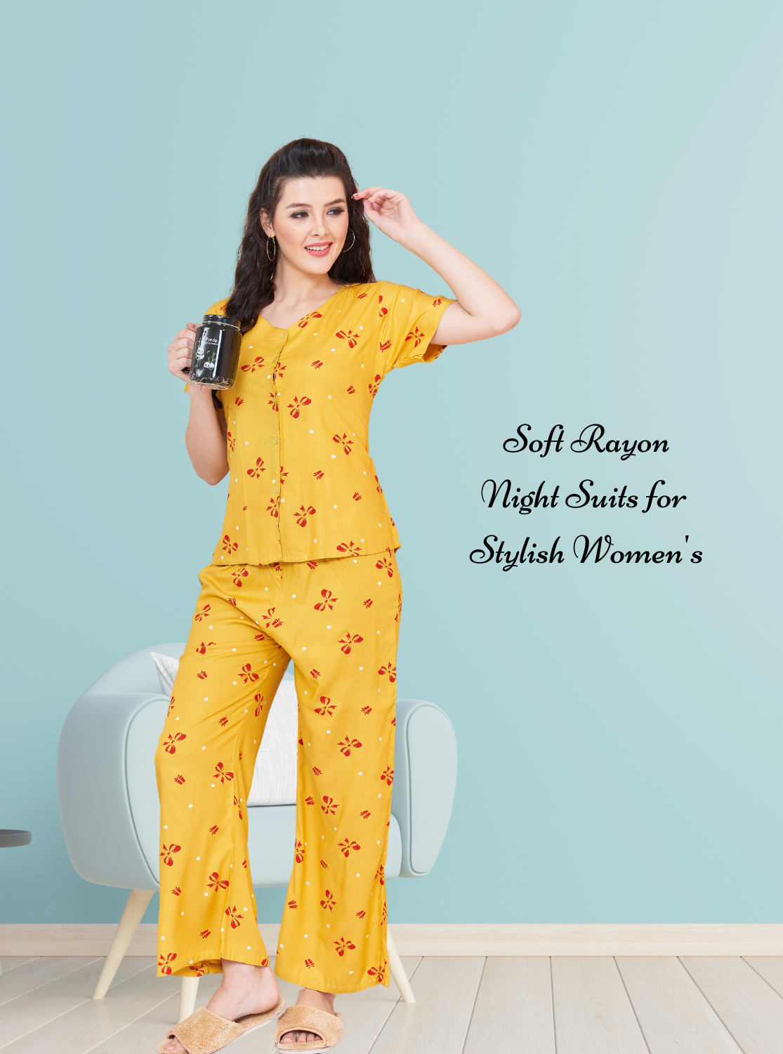 New Arrivals ONLY MINE Rayon Printed Top & Bottom Set Night Suits- Stylish Printed Top & Bottom Set for Trendy Women's