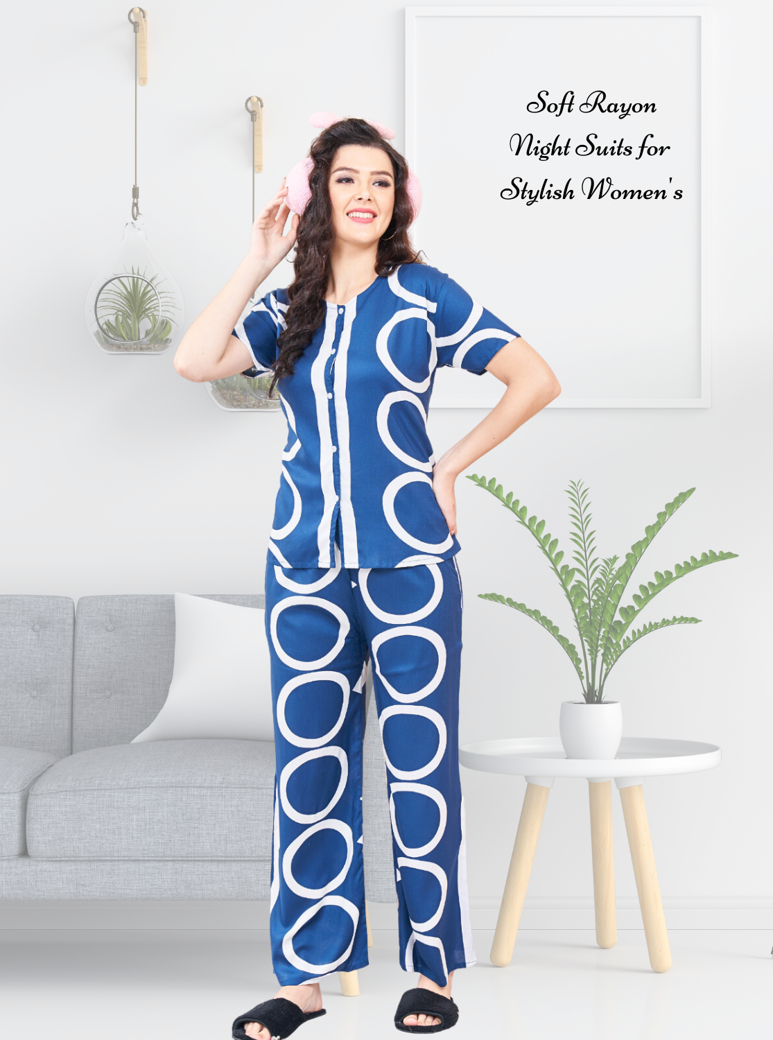 ONLY MINE Rayon Printed Top & Bottom Set Night Suits- Stylish Printed Top & Bottom Set for Trendy Women's