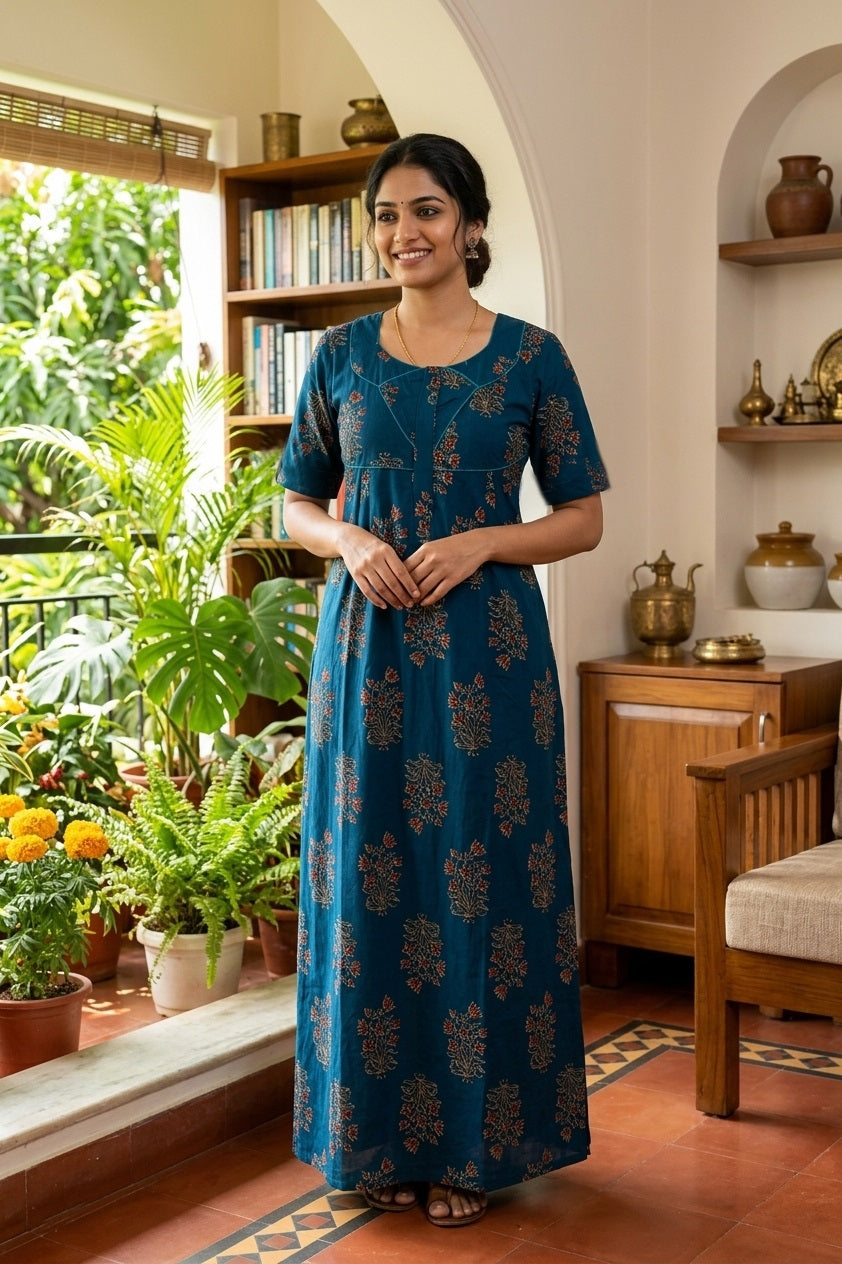 MANGAI Cotton Printed Pleated Model Half Sleeve 3XL Size Nighties (3PZ)