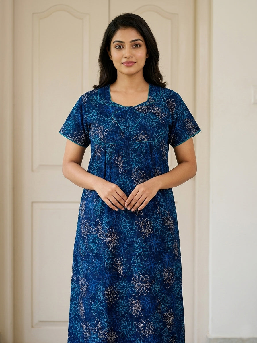 MANGAI Cotton Printed Pleated Model Half Sleeve 4XL Size Nighties Trendy Collection's(4PZ)