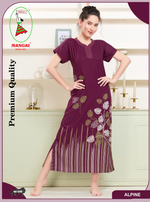 MANGAI Colourful Digital Panel Printed Alpine Fancy Nighty |All Over Print | Half Sleeve | Zipless Model | Side Pocket | Premium Night Wear (AFK)