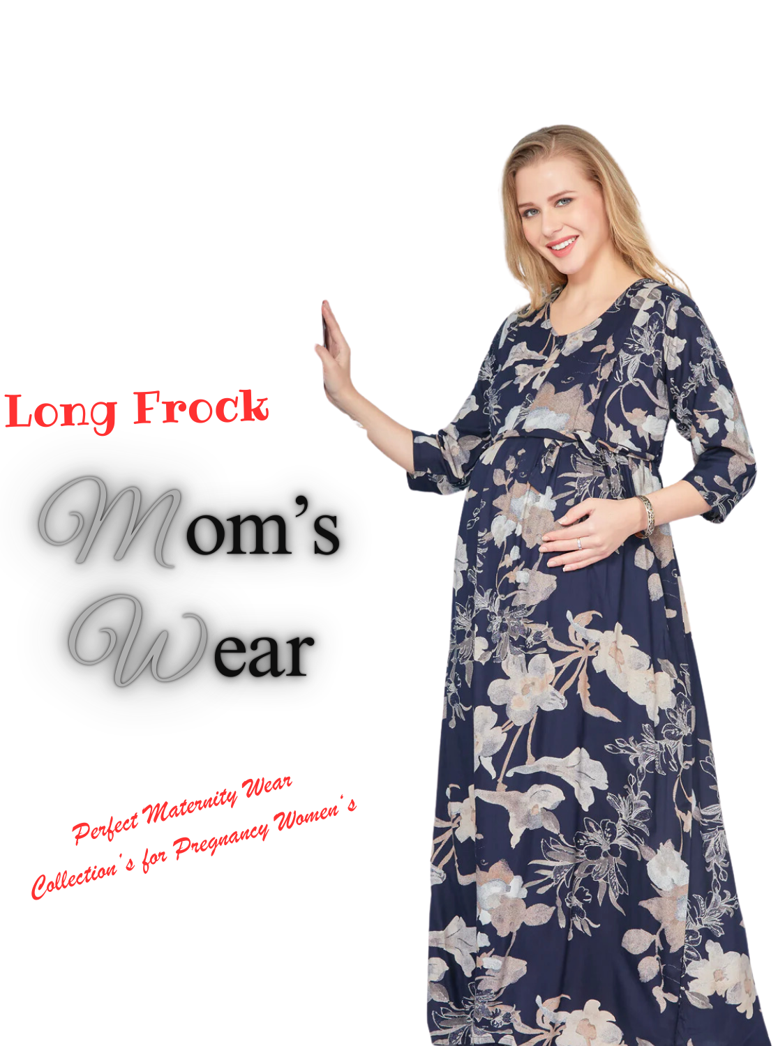 New ArrivalsONLY MINE Premium 4-IN-ONE Mom's Wear - Soft & Smooth Rayon | Maternity | Feeding | Long Frock | Casual Wear for Pregnancy Women's (4-IN-ONE-LFRK)