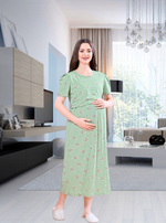 MANGAI HOSIERY Cotton Zipless Feeding Wear | Fancy Sleeve with Round Neck | Flap Open Zipless Feeding wear for Pregnancy Women (MMG)