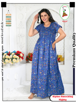 ALPINE Smocking Nighty | Beautiful Pleated Design | Side Pocket | Stylish Nighty for Trendy Women's | Your Perfect Nightwear Collection's (ALS)