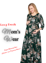 New ArrivalsONLY MINE Premium 4-IN-ONE Mom's Wear - Soft & Smooth Rayon | Maternity | Feeding | Long Frock | Casual Wear for Pregnancy Women's (4-IN-ONE-LFRK)