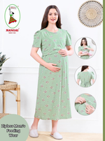 MANGAI HOSIERY Cotton Zipless Feeding Wear | Fancy Sleeve with Round Neck | Flap Open Zipless Feeding wear for Pregnancy Women (MMG)