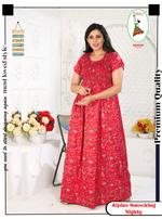 ALPINE Smocking Nighty | Beautiful Pleated Design | Side Pocket | Stylish Nighty for Trendy Women's | Your Perfect Nightwear Collection's (ALS)