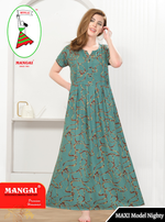 New Arrival MANGAI Premium ALPINE MAXI Model Nighty - Stylish Fancy Maxi Model Nightwear for Stylish Women | Updated Collection's| Beautiful Flared & Pleated Model | Frock Model Nighties for Trendy Women's (HMS)