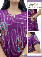 MANGAI New Alpine 3 Layer Frock for Women | Stylish Double Layer Sleeve Nighty with Fancy Neck | Back Tie Rope & Side Pocket | Flared Bottom Full Length Modern Nightwear (AFK)